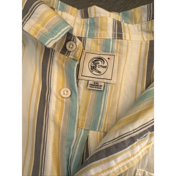 O’neill Mens Shirt XXL Y2K Multicolor Stripe Short Sleeve Tropical Island - Picture 2 of 7